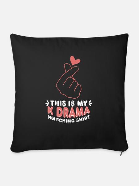 K Drama Watching Herzhand - Sofakissen mit Füllung 45 x 45 cm - Schwarz