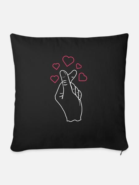 Liebevolle Handgeste Mit Herzen - Sofakissen mit Füllung 45 x 45 cm - Schwarz