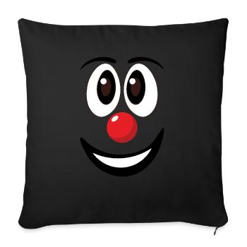 Karneval Lustiges Clown Gesicht Rote Nase - Sofakissen mit Füllung 45 x 45 cm - Schwarz - Vorne