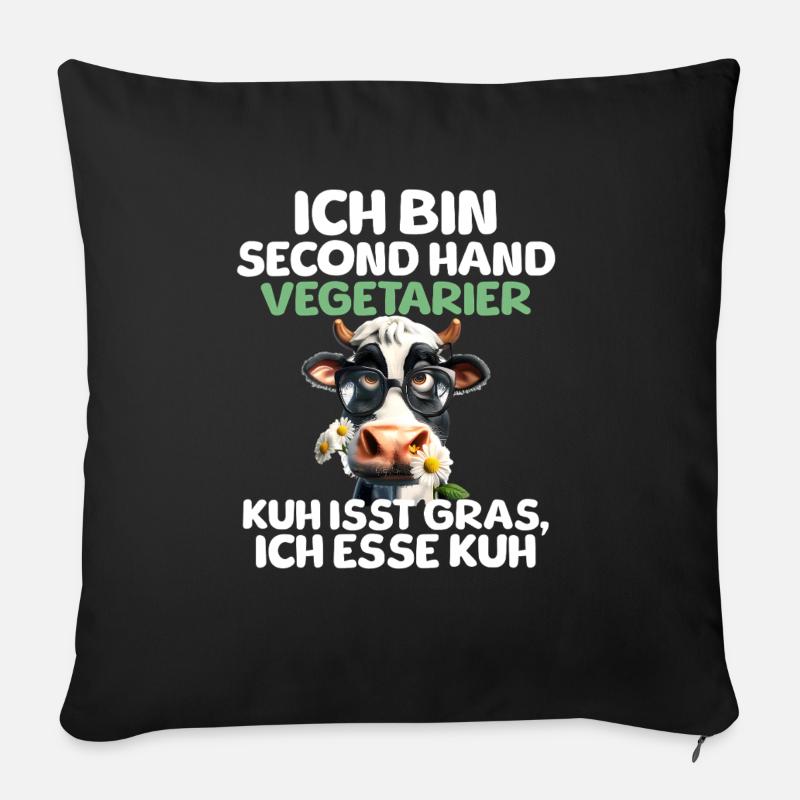 Végétarien d’occasion - Coussin et housse de 45 x 45 cm - noir
