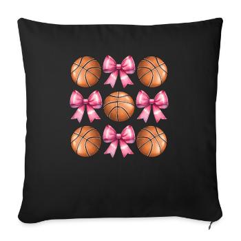 Coquette Bogen Basketball Spieler Mütter Tag Rosa - Sofakissen mit Füllung 45 x 45 cm - Schwarz - Vorne