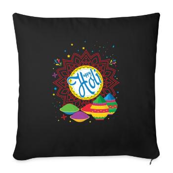 Happy Holi Festival Buntes Erlebnis - Sofakissen mit Füllung 45 x 45 cm - Schwarz - Vorne