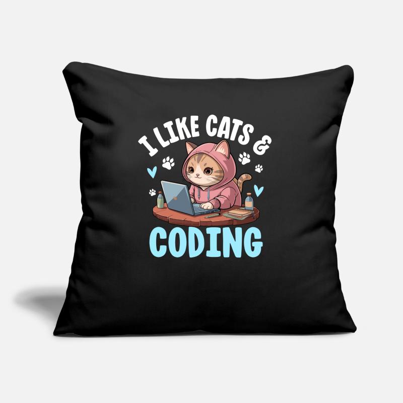 J’aime les chats et le design de nerd du codage Coussin et housse de 45 x 45 cm