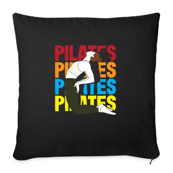 Pilates Enthusiast Colorful Motif For Your Training - Sofa pillow with filling 45cm x 45cm - black - Front