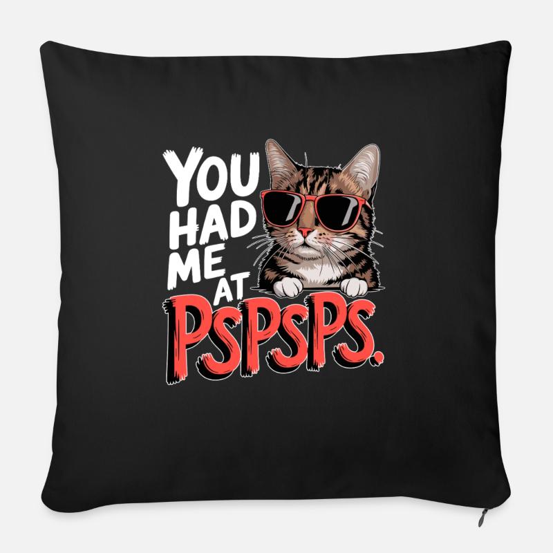 Kätzchen Pspsps Katze - Sofakissen mit Füllung 45 x 45 cm - Schwarz