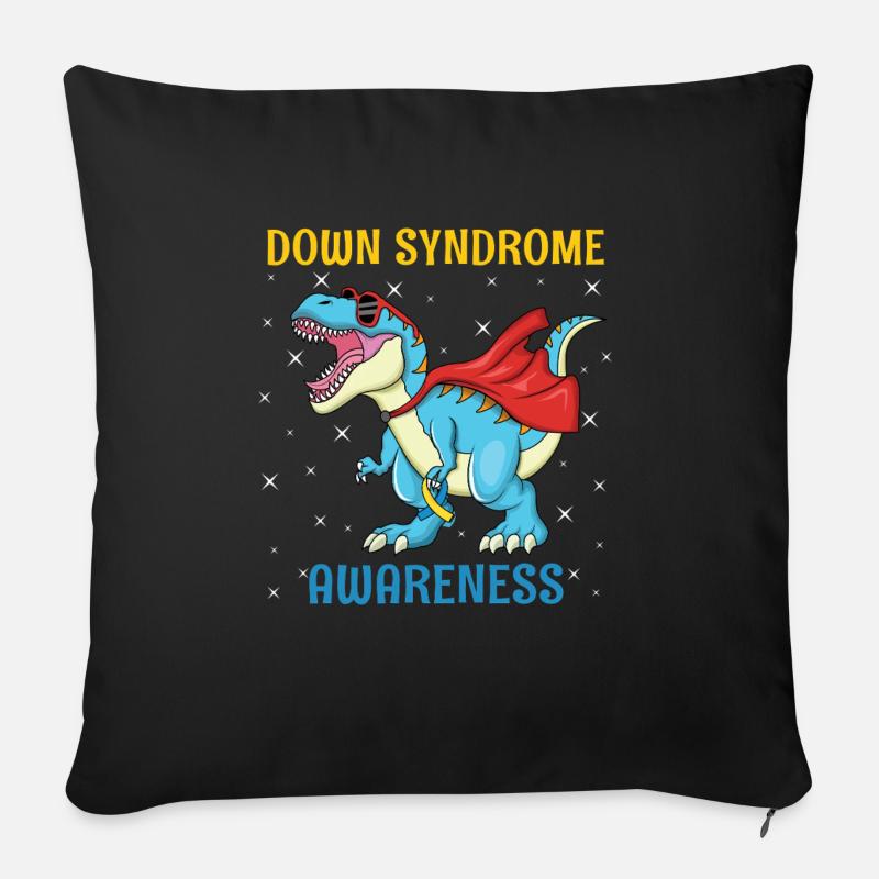 Dinosaur Superhelt Downs syndrom bevidsthed - Sofapude med fyld 45 x 45 cm - sort