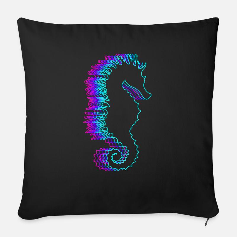Retro Seepferdchen Seefisch Vaporwave - Sofakissen mit Füllung 45 x 45 cm - Schwarz