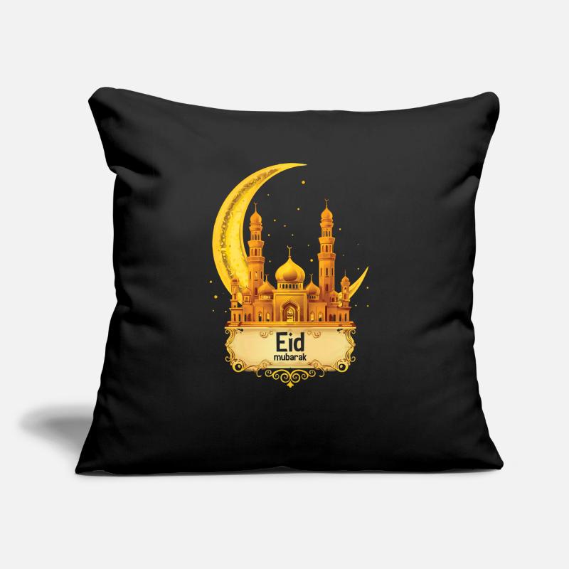 Eid Mubarak Feierliche Moschee mit Halbmond Sofakissen mit Füllung 45 x 45 cm