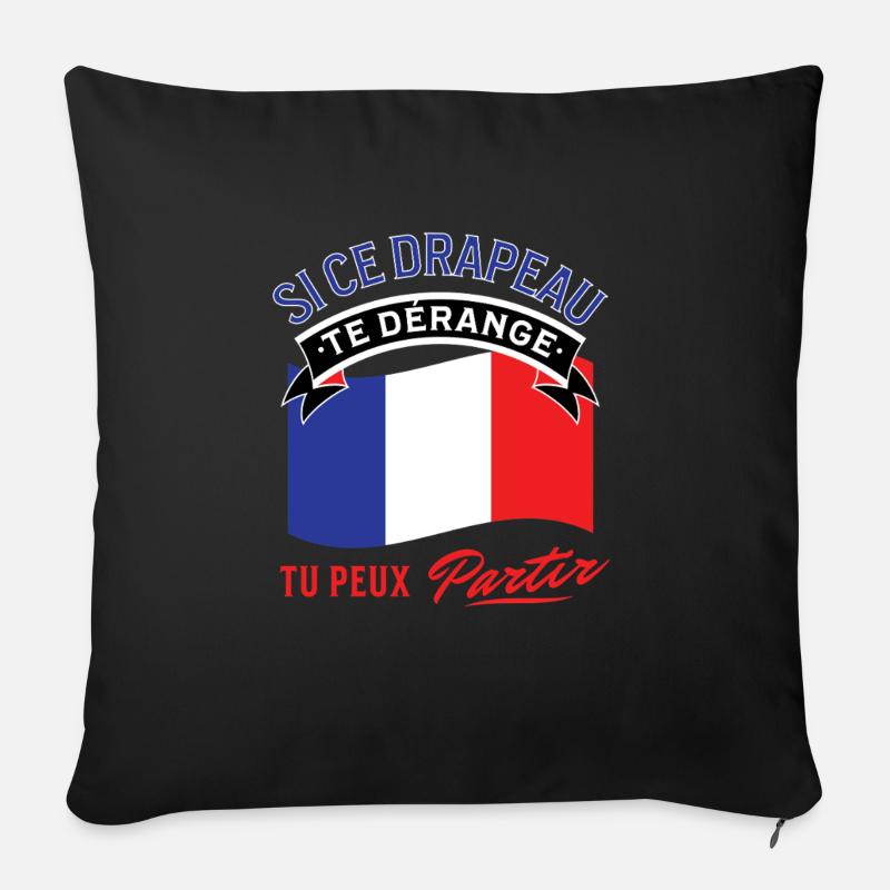 Fierté du drapeau français - Coussin et housse de 45 x 45 cm - noir