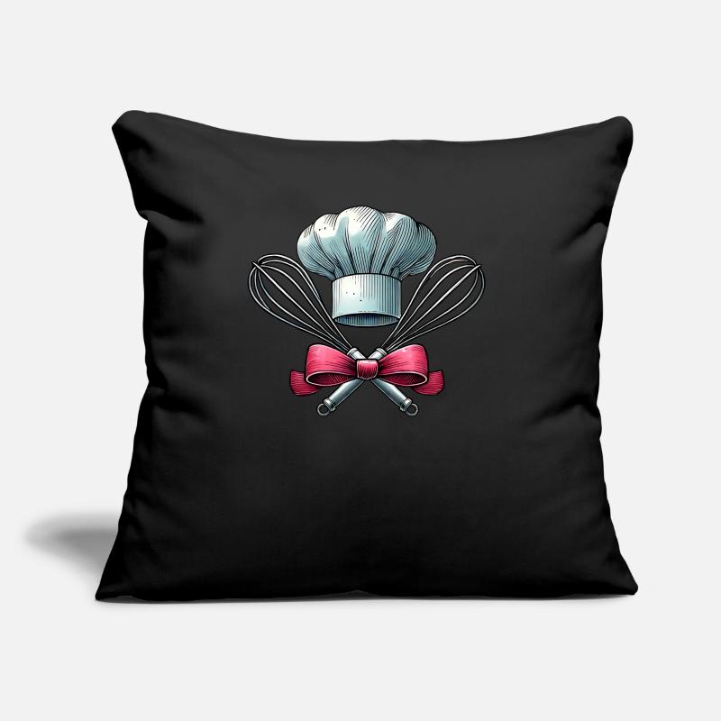 Coquette Bow Baking Chef Hat Whisk Sofa pillow with filling 45cm x 45cm