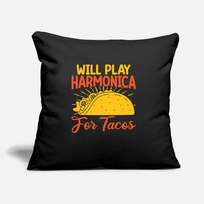 Funny Harmonica Player Will Play For Tacos Sofakissen mit Füllung 45 x 45 cm