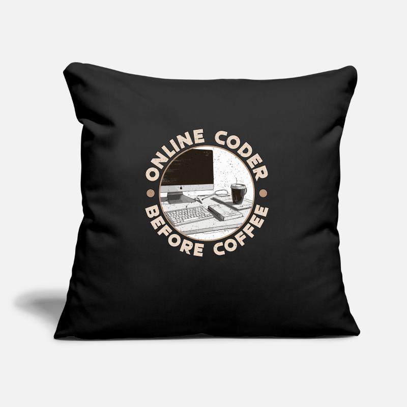 Online Coder Before Coffee Developer Coffee Lover Sofakissen mit Füllung 45 x 45 cm