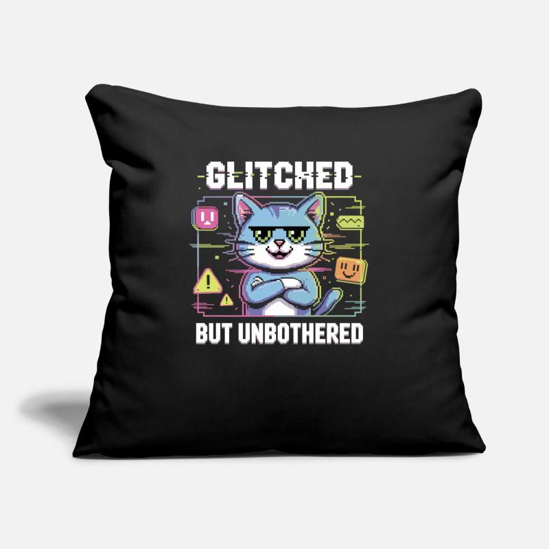 Glitch Cat - Error in the system - I don't care Sofa pillow with filling 45cm x 45cm