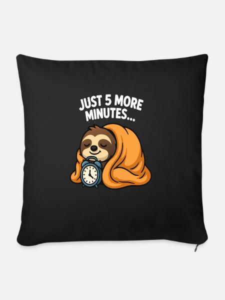 Faultier - "5 Minutes" - Sofakissen mit Füllung 45 x 45 cm - Schwarz