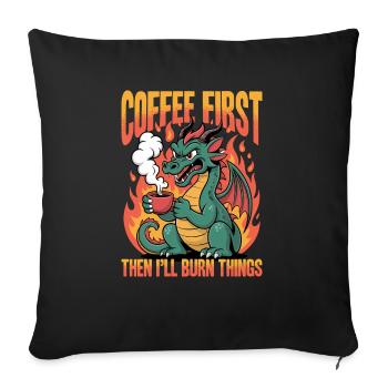 Dragon Coffee Mythical Creatures - Sofa pillow with filling 45cm x 45cm - black - Front