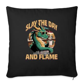 Dragon Coffee Mythical Creatures - Sofa pillow with filling 45cm x 45cm - black - Front