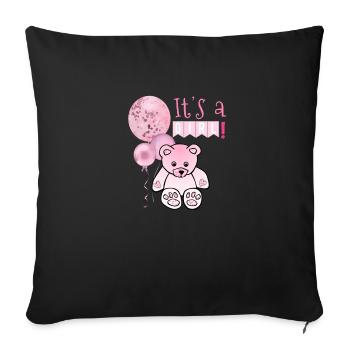 Baby girl - Sofa pillow with filling 45cm x 45cm - black - Front