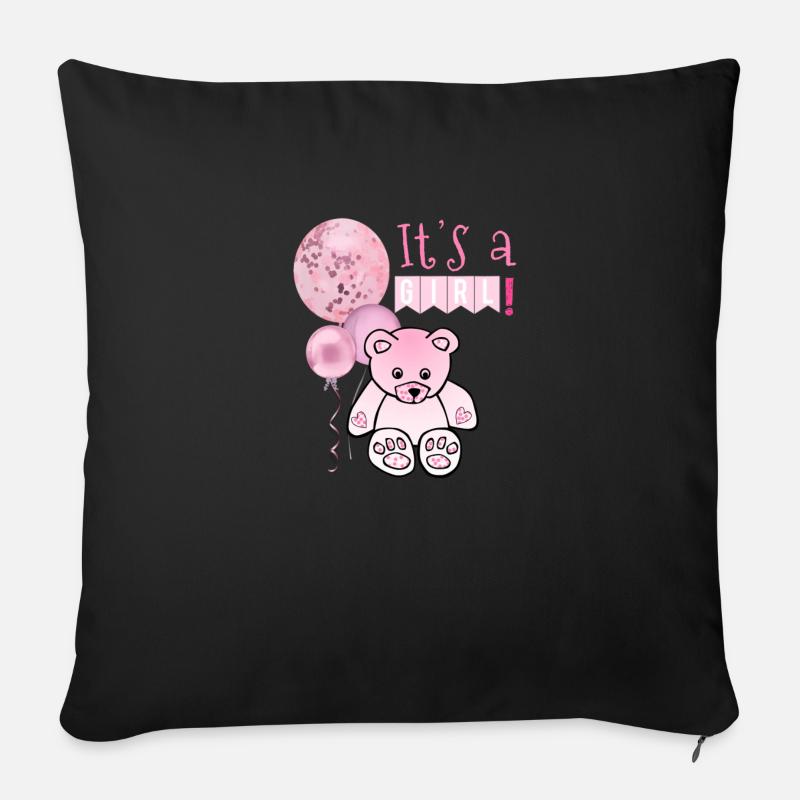 Baby Mädchen - Sofakissen mit Füllung 45 x 45 cm - Schwarz