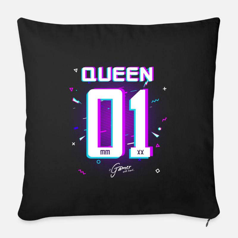 Gamer - King - Queen Geschenk Geschenkidee - Sofakissen mit Füllung 45 x 45 cm - Schwarz