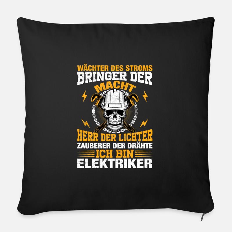 Wächter des Stroms Elektriker Geschenk - Sofakissen mit Füllung 45 x 45 cm - Schwarz