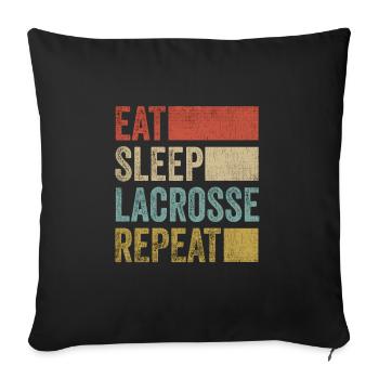 Retro Eat Sleep Lacrosse Repeat Lacrosse - Sofakissen mit Füllung 45 x 45 cm - Schwarz - Vorne