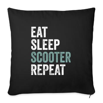 Eat Sleep Scooter Repeat Scooter - Sofa pillow with filling 45cm x 45cm - black - Front