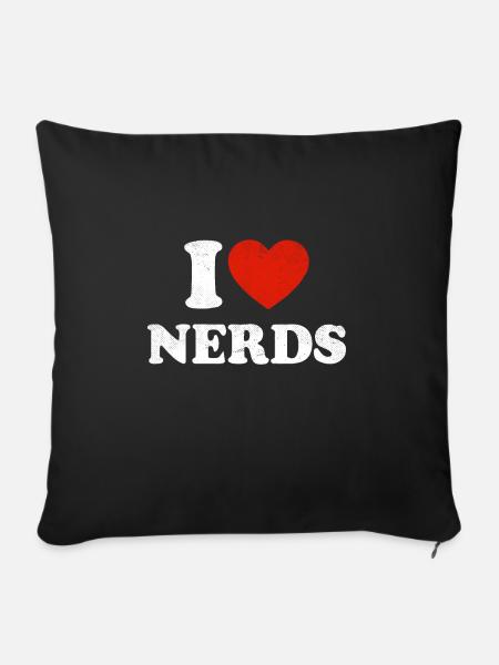 Damen I Love Nerds Outfit Distressed I Heart - Sofakissen mit Füllung 45 x 45 cm - Schwarz