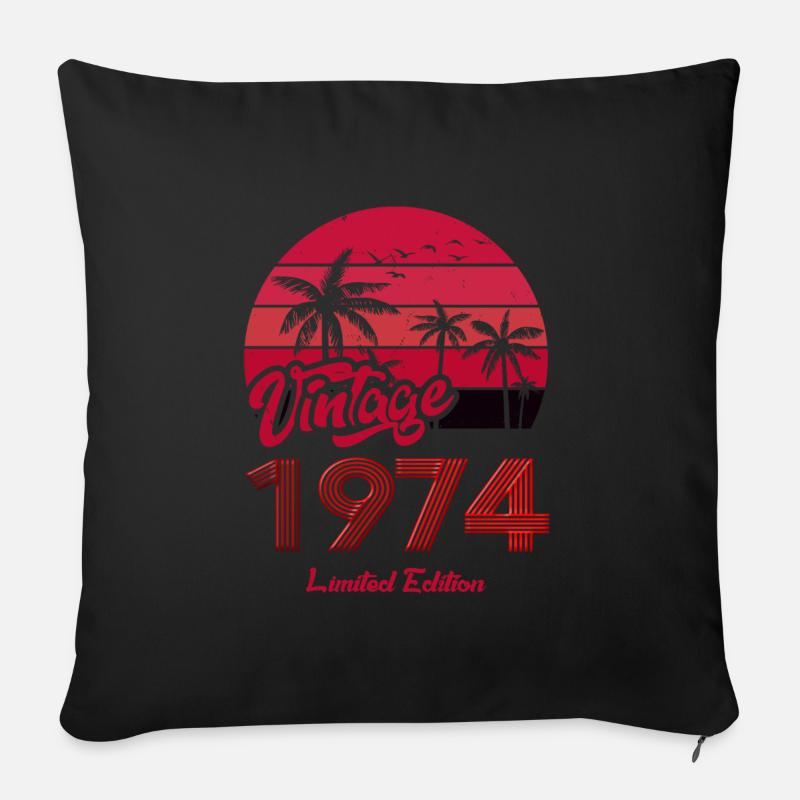 Vintage Année 1974 Edition Limitée Rouge - Coussin et housse de 45 x 45 cm - noir