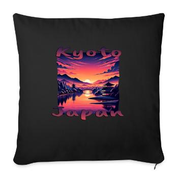 Kyoto at Sunset: Pagodas & Rivers - Sofa pillow with filling 45cm x 45cm - black - Front