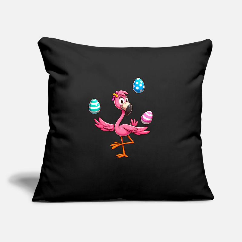 Flamingo Juggler with Easter Eggs Feast Sofa pillow with filling 45cm x 45cm
