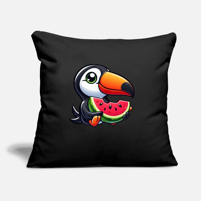 Toucan oiseau de paradis pastèque été Coussin et housse de 45 x 45 cm