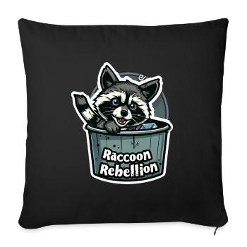 drôle raton laveur rébellion raton laveur dessin animé - Coussin et housse de 45 x 45 cm - noir - Devant