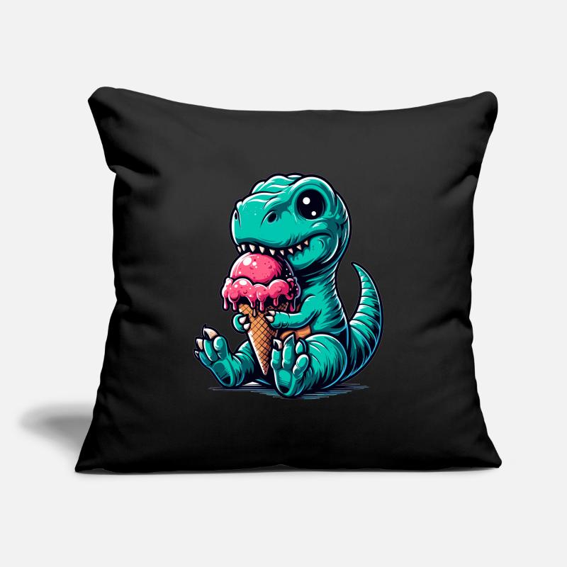 Süßer T-Rex mit Eis Dinosaurier Geschenk Sofakissen mit Füllung 45 x 45 cm