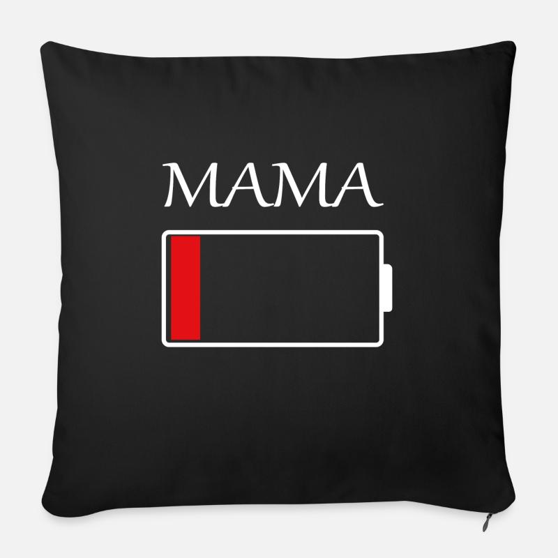 Mama Akku leer - Sofakissen mit Füllung 45 x 45 cm - Schwarz