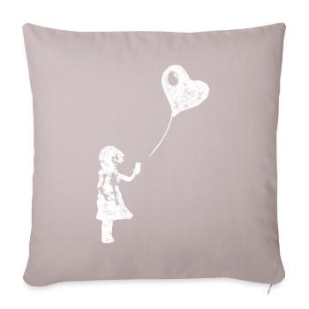 LOVE IS IN THE CLOUD - Girl with Smartphone - Sofa pillow with filling 45cm x 45cm - light taupe - Front