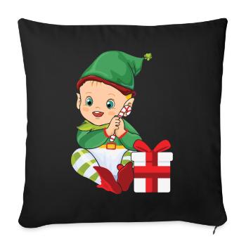 Bébé Noël Elfe / Noël, Cadeau, - Coussin et housse de 45 x 45 cm - noir - Devant