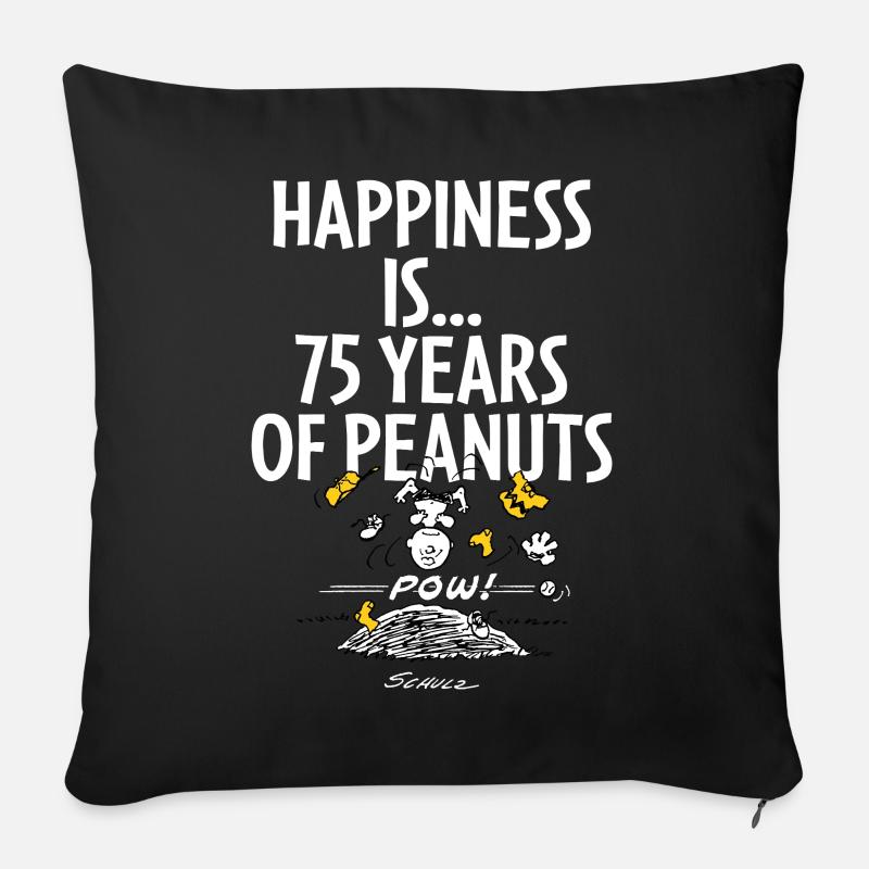 Peanuts Design Happiness Is… 75 Years Of Peanuts - Sofakissen mit Füllung 45 x 45 cm - Schwarz