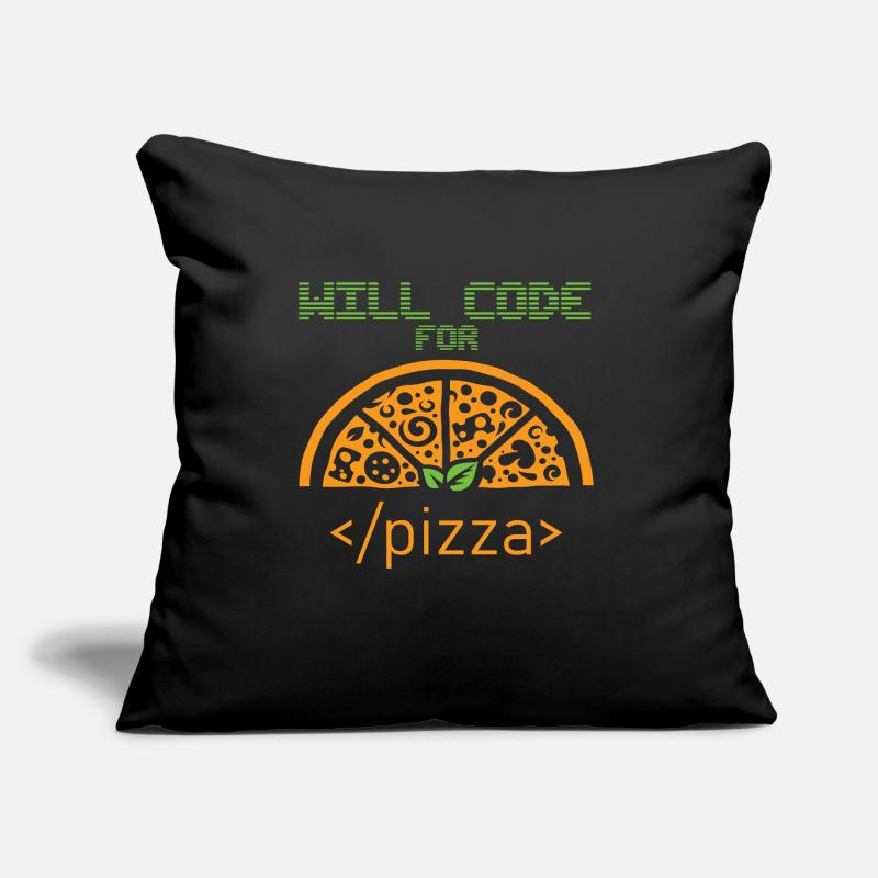 Codera pour Pizza Programmer Nerd Developer Coussin et housse de 45 x 45 cm