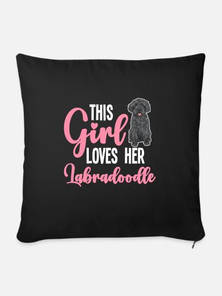 Labradoodle Hund - Sofakissen mit Füllung 45 x 45 cm - Schwarz