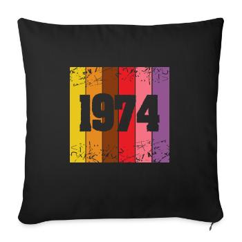 Year 1974 - Sofa pillow with filling 45cm x 45cm - black - Front