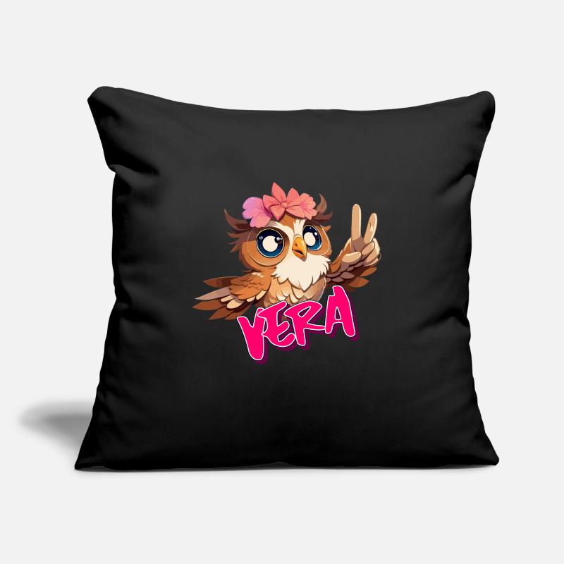 VERA - Schöner Mädchen Name mit süßer EULE Sofakissen mit Füllung 45 x 45 cm
