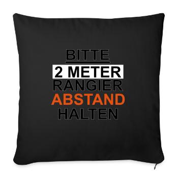 Bitte 2 Meter Rangierabstand halten Corona abstand - Sofakissen mit Füllung 45 x 45 cm - Schwarz - Vorne