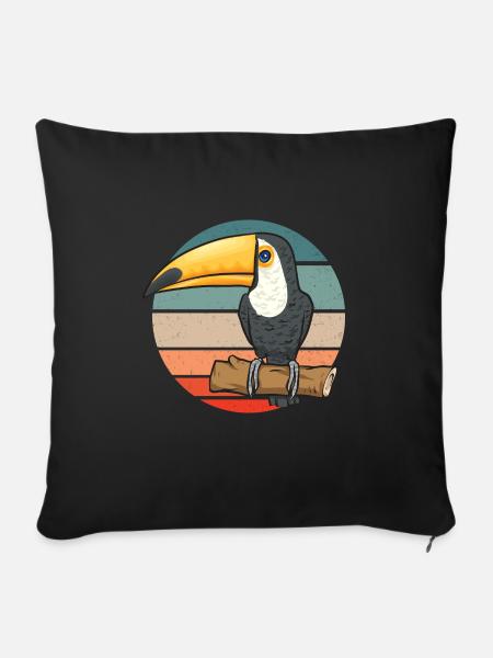 Tukan Vogel Regenwald - Sofakissen mit Füllung 45 x 45 cm - Schwarz