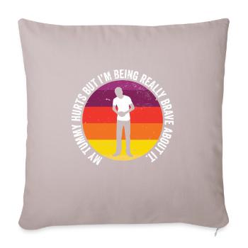 Funny Tummy Ache Survivor My Tummy Hurts Food - Sofa pillow with filling 45cm x 45cm - light taupe - Front
