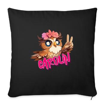 CAROLIN - Schöner Mädchen Name mit süßer EULE - Sofakissen mit Füllung 45 x 45 cm - Schwarz - Vorne