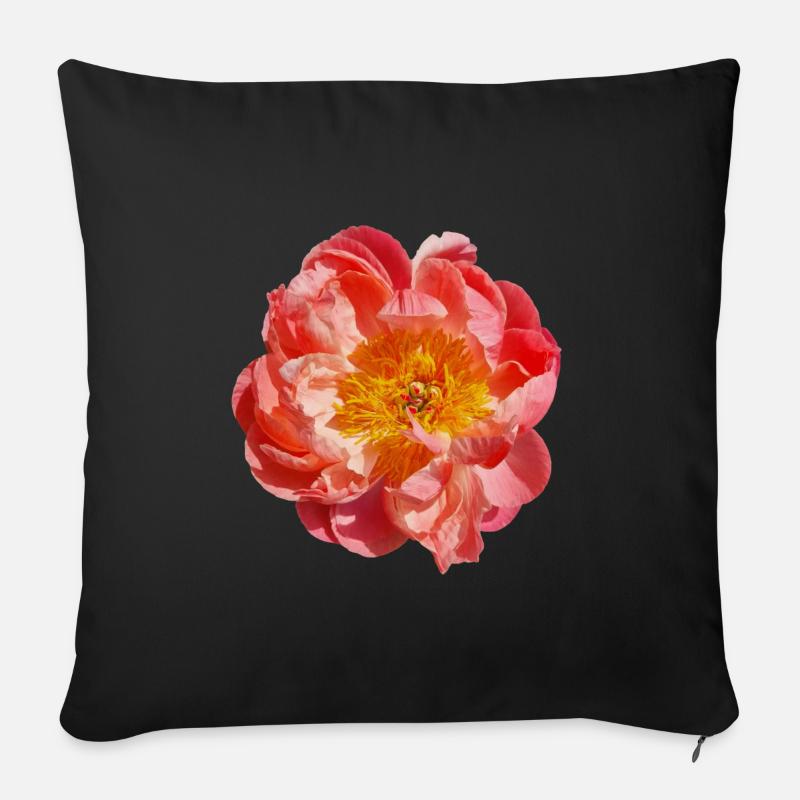 Pivoine Fleur d’oranger Fleur Unique Fleur - Coussin et housse de 45 x 45 cm - noir
