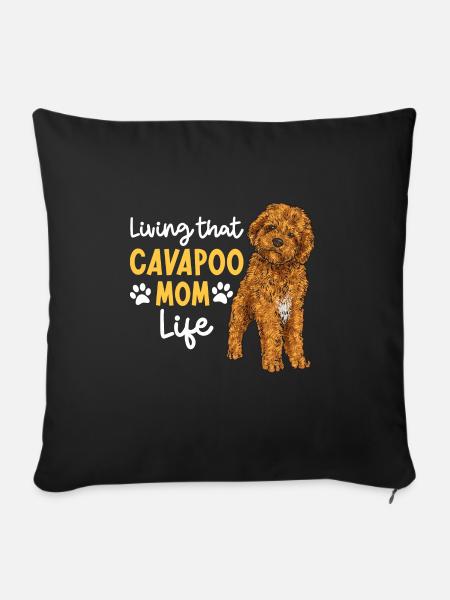 Cavapoo Cavoodle Capoodle Hund - Sofakissen mit Füllung 45 x 45 cm - Schwarz