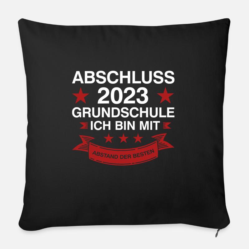Grundschule Abschluss 2023 Schulabschluss Geschenk - Sofakissen mit Füllung 45 x 45 cm - Schwarz