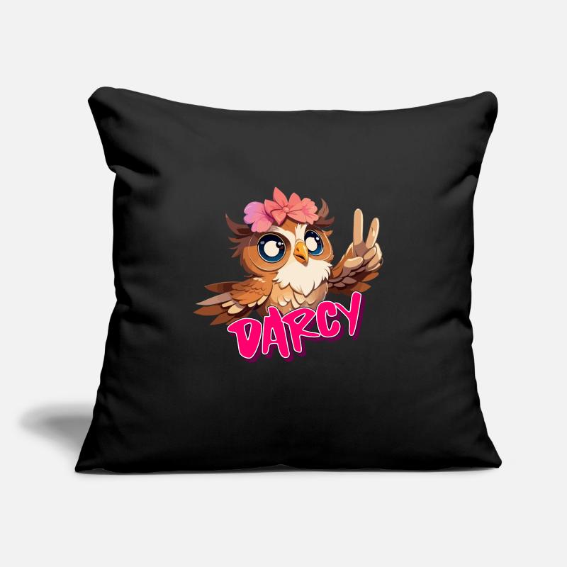 DARCY - Schöner Mädchen Name mit süßer EULE Sofakissen mit Füllung 45 x 45 cm