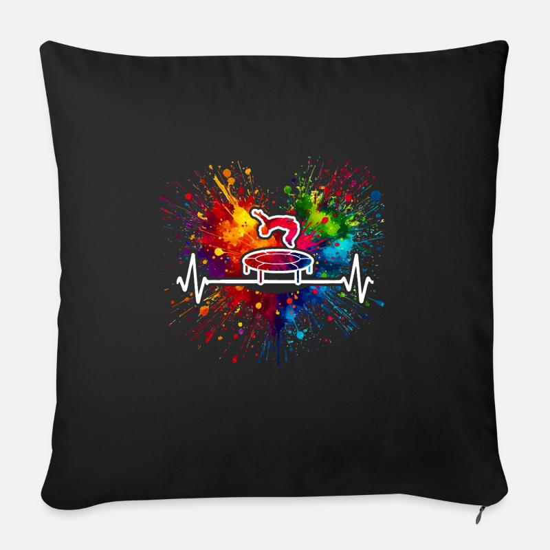 Trampolin Herzschlag - Sofakissen mit Füllung 45 x 45 cm - Schwarz
